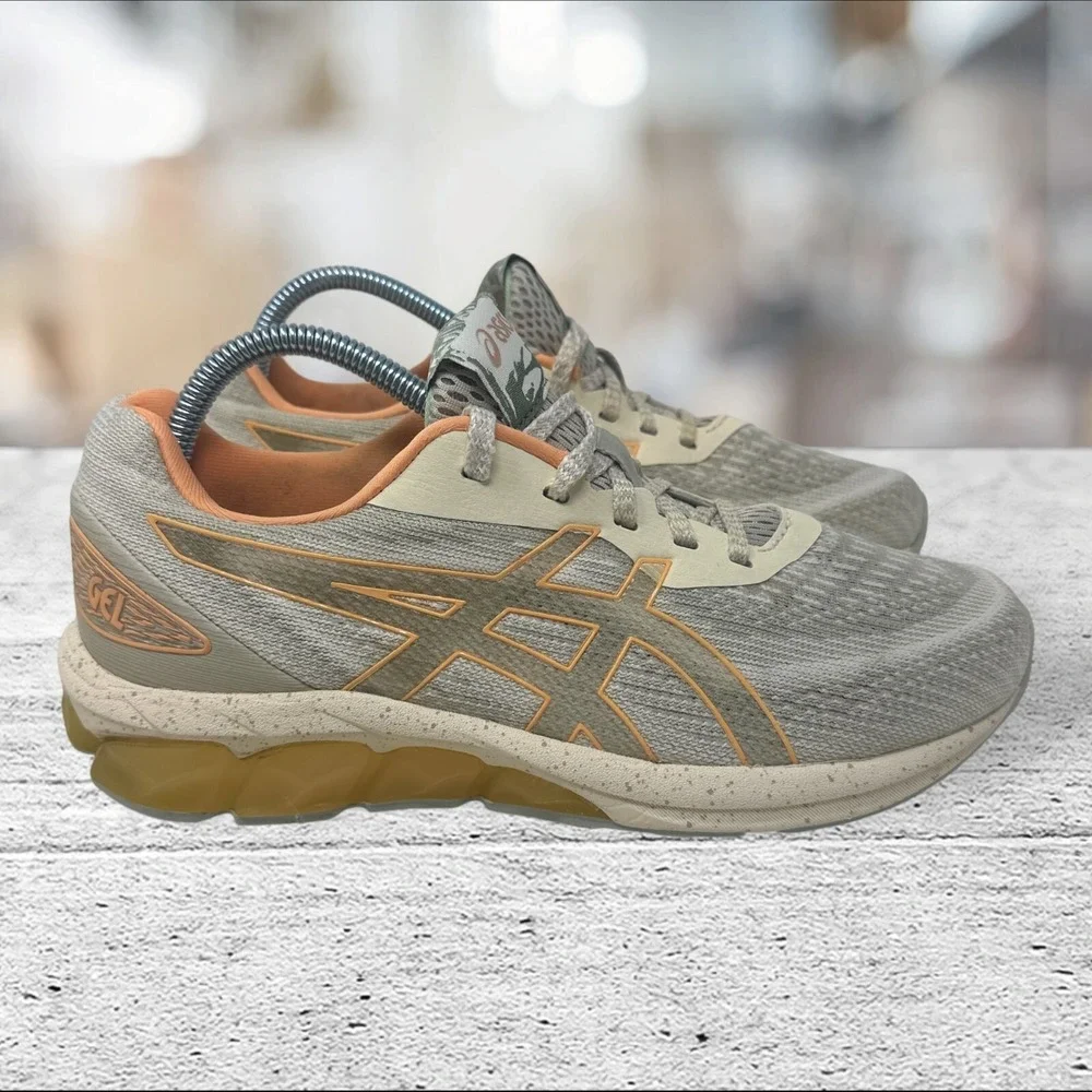 Asics Gel-Quantum 180 Running Shoes Womens 9 Grey Orange 1202A367 Speckled Mid
